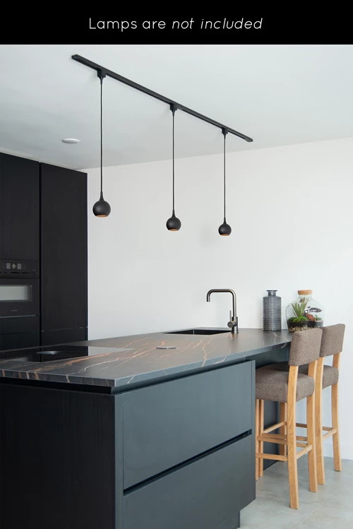 Lucide TRACK Kit de démarrage - Système de rail monophasé / Éclairage sur rail - 2 mètres - Noir - ambiance 1